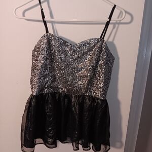 Sequin Black and Silver Women's Top